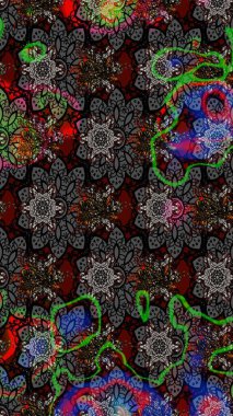 Renkli Yaz Temalı eskiz kalıbı. Raster Illustrasyon 'daki Çiçek Deseni' nin son moda çizimi. Güzel kumaş deseni. Düz Çiçek Elementleri Tasarımı.