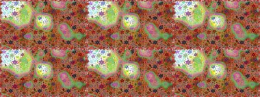 Kahverengi ve yeşil renklerde zarif çiçekli suluboya. Renkli Bahar Temalı Kusursuz Arkaplan. Düz Çiçek Elementleri Tasarımı. Raster illüstrasyonu.