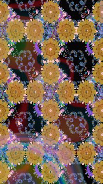 Çiçekli çizim şekli. Kahverengi renkli çiçekler. Renkli Bahar Teması eskiz kalıbı. Düz Çiçek Elementleri Tasarımı.