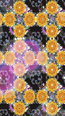 Raster Illustrasyon 'daki Çiçek Deseni' nin son moda çizimi. Güzel kumaş deseni. Renkli Yaz Temalı eskiz kalıbı. Düz Çiçek Elementleri Tasarımı.