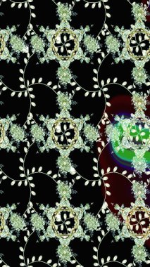 Çiçek deseni. Siyah renkte çiçek çizimi. Şatafatlı bahar bahçesi dokusu. Raster illüstrasyonu. Siyah renkte çiçekler.