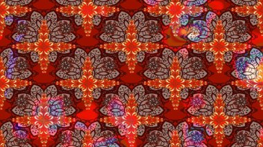 Zarif, parlak ve kırmızı çiçek desenli eskiz. Sabıka fotoğraflarında, bebek kıyafetlerinde, duvar kâğıtlarında, paket kutularında falan kullanılabilir. Raster..