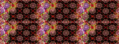 Düz Çiçek Elementleri Tasarımı. Renkli Bahar Temalı Kusursuz Arkaplan. Çiçeksel fantezi tasarımı. Parlak bir arka planda..