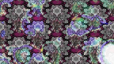 Çiçekli çiçek deseni, suluboya. Gri renkli çiçekler. Renkli bahar temalı eskiz kalıbı. Düz Çiçek Elementleri Tasarım Raster illüstrasyonu.