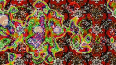 Suluboya çiçekli çiçek deseni. Raster illüstrasyonu. Kırmızı renkte güzel tekstil.