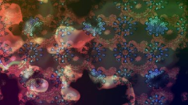 Çiçekli karalama şeklinde Raster çiçek deseni. Nazik, narin çiçek arkaplanı. Kahverengi renkte çiçekler.