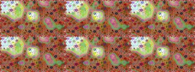 Kahverengi ve yeşil renklerde zarif çiçekli suluboya. Renkli Bahar Temalı Kusursuz Arkaplan. Düz Çiçek Elementleri Tasarımı. Raster illüstrasyonu.