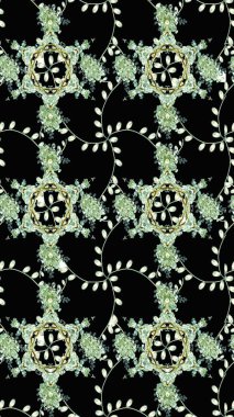 Raster illüstrasyonundaki çiçek desenli çizim. Siyah renkte çiçekler.