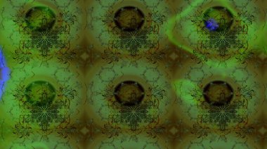 Raster illüstrasyonundaki çiçek desenli çizim. Yeşil renklerde. Güzel kumaş deseni. Raster illüstrasyonu.