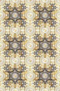 Raster illüstrasyonu. Bej, nötr ve gri renklerde altın. Doğum günü kartı, davetiye ya da afiş için iyidir. Kusursuz ortaçağ çiçek deseni. Dekoratif simetri arabesk.