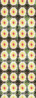 Raster illüstrasyonu. El çizimi çiçekli, soyut, pürüzsüz desen. Tarafsız ve yeşil renkte çiçekler.