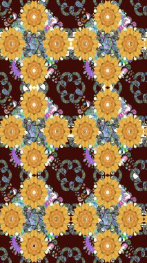 Kızılderili desenli desenli desenli şal deseni. Etnik Mandala süsü. Raster Henna dövme stili. Tekstil, tebrik kartı, boyama kitabı, telefon kılıfı baskısı için kullanılabilir.