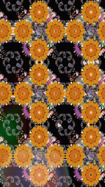 Raster çiçek desenleri çiziyor. Vadinin çiçekleri siyah renklerde.