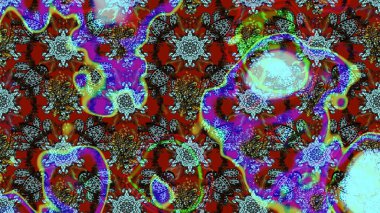 Renkli desenli eskiz deseni, mavi çiçekler ve dekoratif elementlerle. Eskiz geçmişi. Raster illüstrasyonu. Kumaş, tekstil, duvar kağıdı baskısı için. Antika retro tarzı.