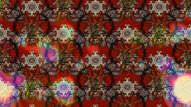 Tomurcukları papatya çiçekleri olan sevimli bir çiçek deseni. Eskiz geçmişi. Raster illüstrasyonu. Kumaş, tekstil, duvar kağıdı baskısı için. Eski usul. Miles Fleur, dandik süs.