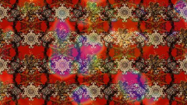 Raster illüstrasyonundaki çiçek desenli çizim. Suluboya tarzında kahverengi renkte çiçekler.