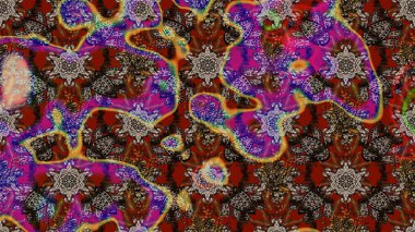 El çizimi çiçek çizimi deseni (fayans). Şirin çiçekli, desenli, kahverengi renkli bir eskiz deseni. Tekstil için suluboya çizim deseni.