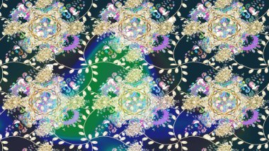 Mavi renkte güzel çiçekli eskiz deseni, suluboya çiçek deseni, duvar kağıdı, kart ya da kumaş için fayanslı. Raster..