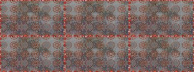 Moda baskıları için zarif bir şablon. Parlak renkli çiçekleri ve gri ve kahverengi renkte yaprakları olan şaşırtıcı, pürüzsüz çiçek deseni. Halk tarzı. Modern çiçek arkaplanı.