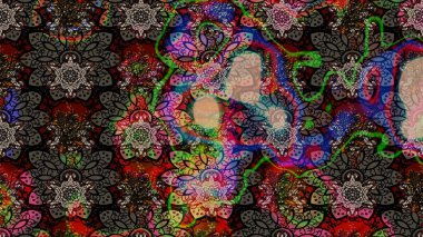 Tomurcukları çiçek olan sevimli bir çiçek deseni. Eskiz geçmişi. Raster illüstrasyonu. Kumaş, tekstil, duvar kağıdı baskısı için. Eski usul. Raster..