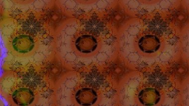 Soyut etnik raster çizim kalıbı. Kabile sanatı boho baskısı, klasik çiçek arkaplanı. Arkaplan dokusu, duvar kağıdı, kahverengi renkli çiçek teması.