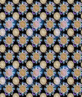 Raster illüstrasyonu. Küçük çiçekli kusursuz yay deseni. Suluboya tarzında siyah ve nötr renkler üzerine.