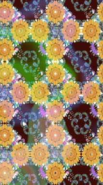 Çiçek deseni. Flower eskiz arka planı. Şatafatlı bahar bahçesi dokusu. Raster illüstrasyonu.