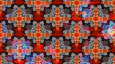 Raster illüstrasyonundaki çiçek desenli çizim. Gri renkli çiçekler.