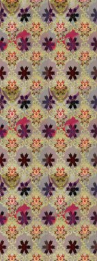 Renkli Yaz Temalı eskiz kalıbı. Çiçekler bej ve nötr renklerde. Raster illüstrasyonundaki çiçek desenli çizim. Düz Çiçek Elementleri Tasarımı.