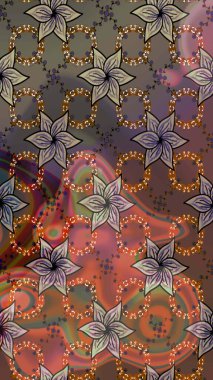 Çiçekli çizim şekli. Kahverengi ve gri renkli çiçekler. Düz Çiçek Elementleri Tasarımı. Renkli Bahar Teması çizim şablonu.