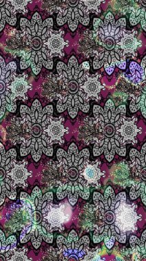 Raster illüstrasyonundaki çiçek desenli çizim. Güzel kumaş deseni. Düz Çiçek Elementleri Tasarımı. Renkli Bahar Teması çizim şablonu.