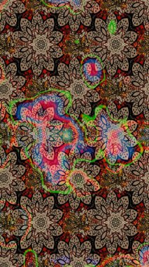 Raster illüstrasyonu. Bej renklerde. Küçük çiçekteki sevimli çiçek deseni. Raster deseni. Soyut çiçek çizim kalıbı arkaplanı.