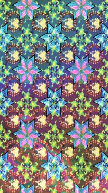 Raster illüstrasyonu. Tekstil veya kitap kapakları, imalat, duvar kağıtları, baskı, hediye paketi ve yapıştırma kitabı için çiçek eskizi geçmişi. Küçük ölçekli çiçeklerdeki basit sevimli desen.