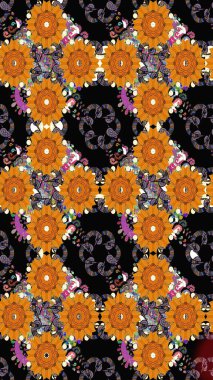 Kızılderili desenli desenli desenli şal deseni. Etnik Mandala süsü. Raster Henna dövme stili. Tekstil, tebrik kartı, boyama kitabı, telefon kılıfı baskısı için kullanılabilir.