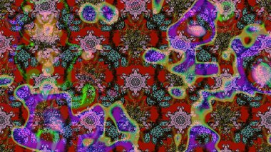 Raster çiçek desenli çiçek deseni, yapraklar, dekoratif elementler, sıçrama, lekeler, el çizimi kontur çizgileri ve Doodle çizim stili, grafik raster çizim çizimi.