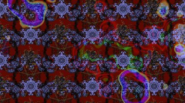 Suluboya çiçekli çiçek deseni. Raster illüstrasyonu. Kahverengi renkli Asyalı tekstil.