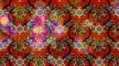 El çizimi çiçekli soyut çizim kalıbı. Raster illüstrasyonu. Kahverengi renkte çiçekler.