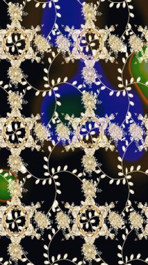 Çiçekler. Soyut etnik raster çizim kalıbı. Vadinin çiçekleri siyah renklerde.