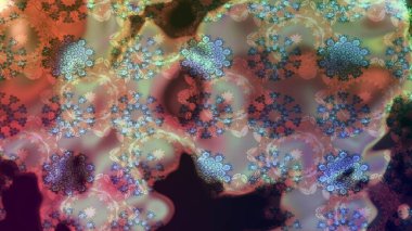 Şirin çiçekli eskiz deseni ve kahverengi renkli yapraklar, suluboya çiçek deseni, duvar kağıdı, kart veya kumaş için fayanslı. Raster illüstrasyonu.