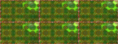 Raster illüstrasyonu. Yumuşak, yeşil renkli bahar çiçekleri. Patlayan çiçekler soyut olarak yerleştirilmiş. Raster deseni.