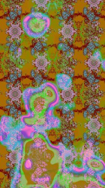 Kahverengi renkli çiçekler. Hediye ambalaj kağıdı, tebrik kartları, posterler ve pankart tasarımı. Raster düz çiçek çizim deseni.