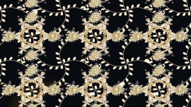 Siyah renkte güzel çiçekler, suluboya desenli, duvar kağıdı, kart ya da kumaş için fayanslı eskizler. Raster..