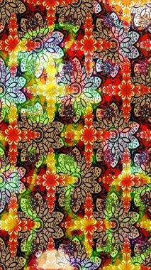 Çiçekli, yapraklı, çiçek desenli eskiz. Raster illüstrasyonu. El çizimi.