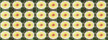 Yeşil ve sarı renkli etnik çiçekli zarif eskiz deseni. Asya Tekstil 'inde Raster Çiçek İllüstrasyonu.