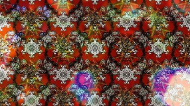 Çiçek ve yapraklı karalama şeklinde Raster çiçek deseni. Kahverengi renklerde bahar çiçekleri. Raster illüstrasyonu.