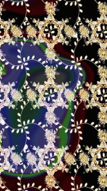 Raster illüstrasyonundaki çiçek desenli çizim. Siyah renkli çiçekler. Renkli Bahar Teması eskiz kalıbı. Düz Çiçek Elementleri Tasarımı.