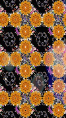 Güzel çiçek deseni. Siyah renkli çiçekler. Renkli Bahar Teması eskiz kalıbı. Düz Çiçek Elementleri Tasarımı.