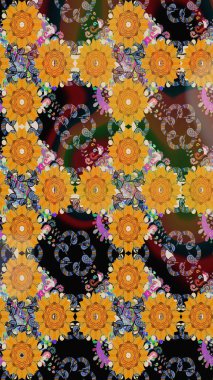 Küçük çaplı çiçeklerdeki basit şirin desenler. Tekstil veya kitap kapakları, imalat, duvar kağıtları, baskı, hediye paketi ve yapıştırma kitabı için çiçek eskizi geçmişi. Raster illüstrasyonu.