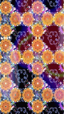 Turuncu renkli çiçekli çiçek deseni çiz. Çiçekler suluboya tarzında turuncu renkte.