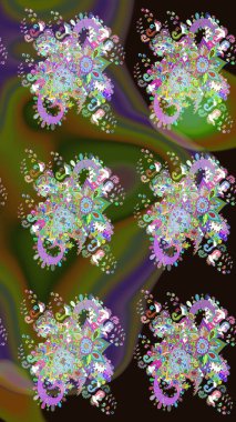 Çizim çiçek deseni duvar kâğıdı olarak kullanılabilir. Yeşil renkli çiçekler. Raster illüstrasyonu.